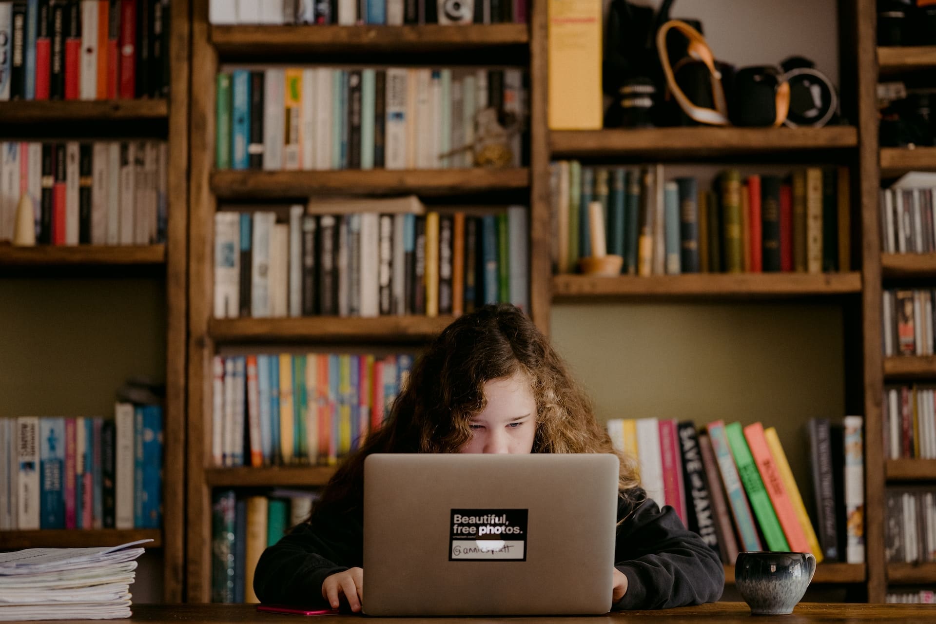 Student studying on her laptop